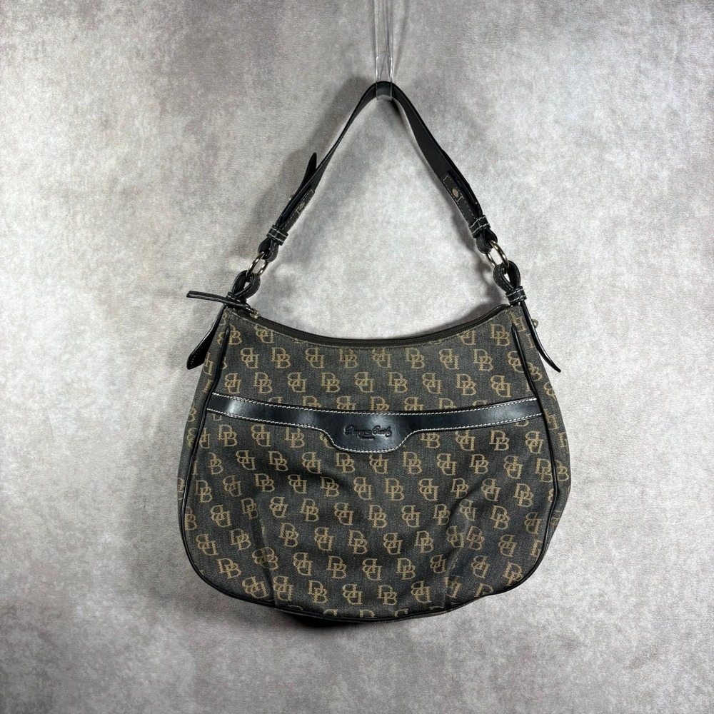 Dooney & Bourke Shoulder Bag & Wallet Medium Black Signature Monogram Hobo Denim